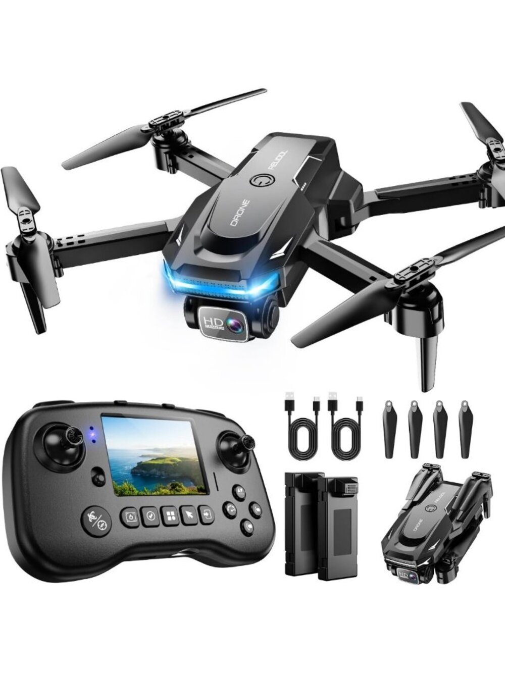 FPV Quadcopter Drone with Camera & Controller Screen - Aerial Photography